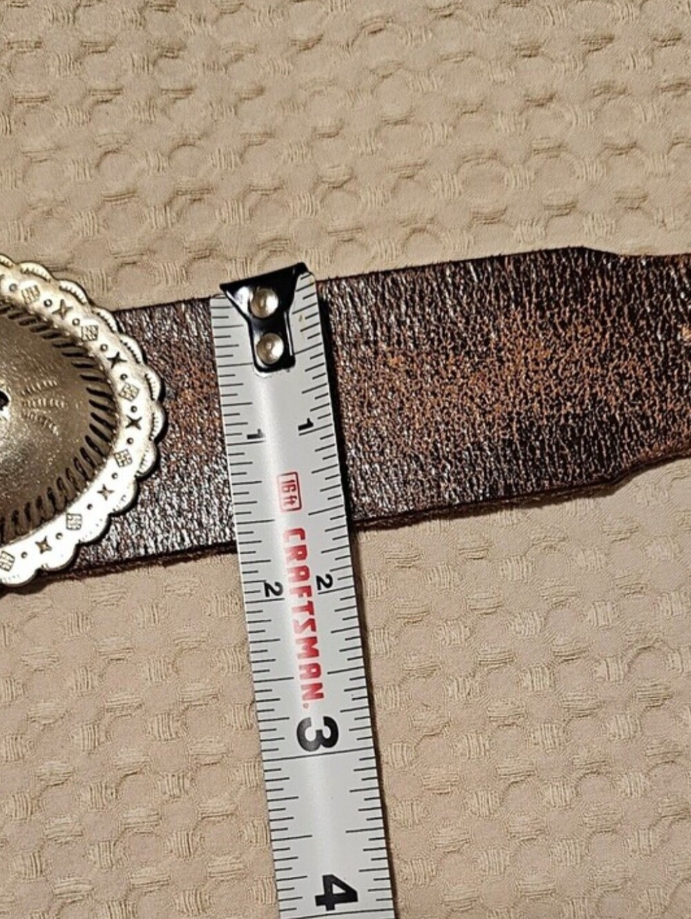 Vintage Handmade Southwestern Concho Belt | Rustic Brown Leather | Western Boho - Picture 12 of 15